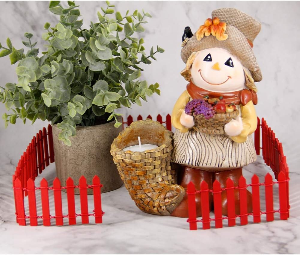 Prsildan Miniature Fairy Fence, Wood Ornament Mini Fence with Dollhouse Scene Props 40 Inches