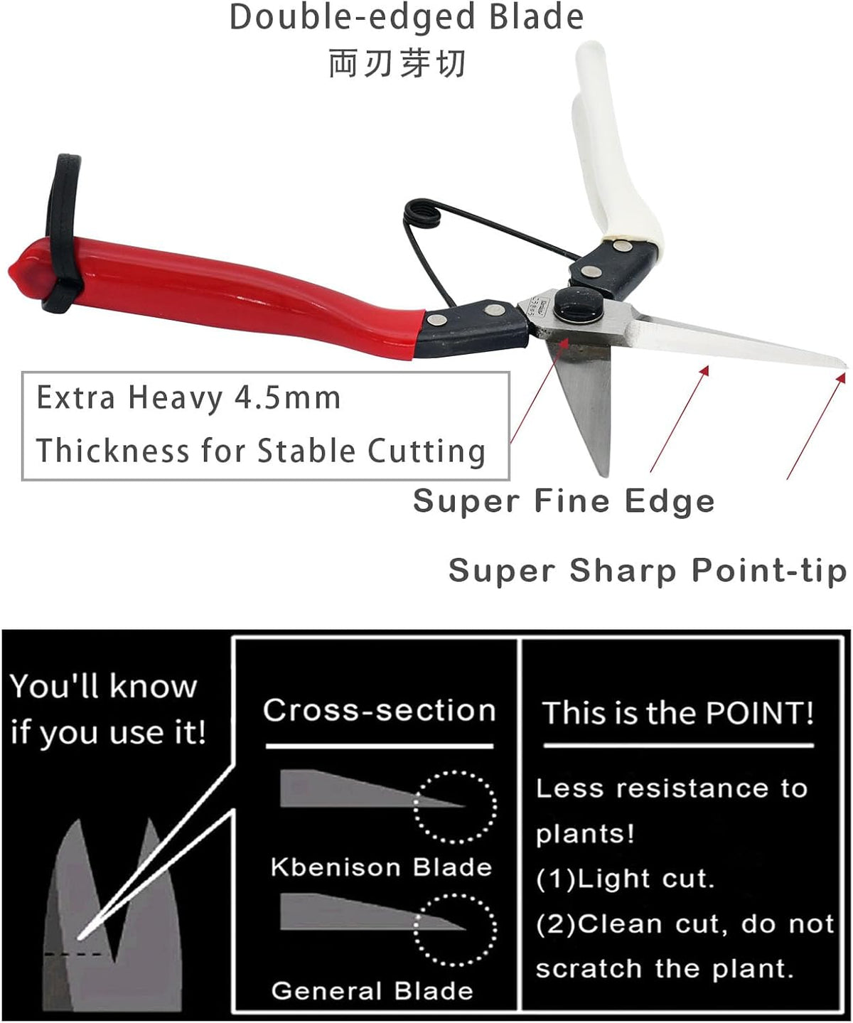Double-Edge Garden Shears Micro-Tip Pruning Shears Extra Heavy Straight Garden Scissors Effortless
