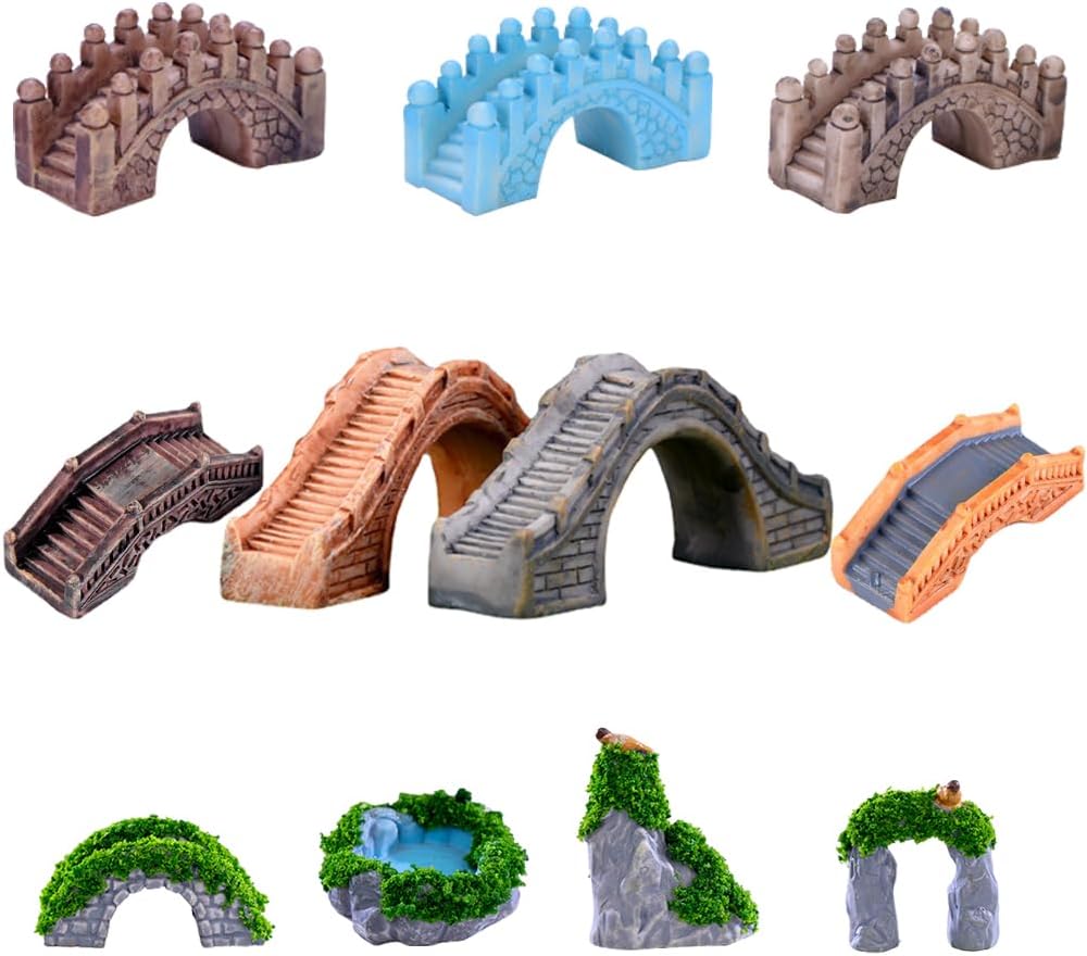 Fairy Garden Bridge 11 Pack Mini Bridge for Fairy Garden Accessories Outdoor Small Bridges