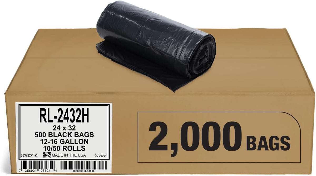 Aluf Plastics T-Tough Roll Pack Low Density Repro Blend Star Seal Coreless Rolls Bag, 12-16 Gallon