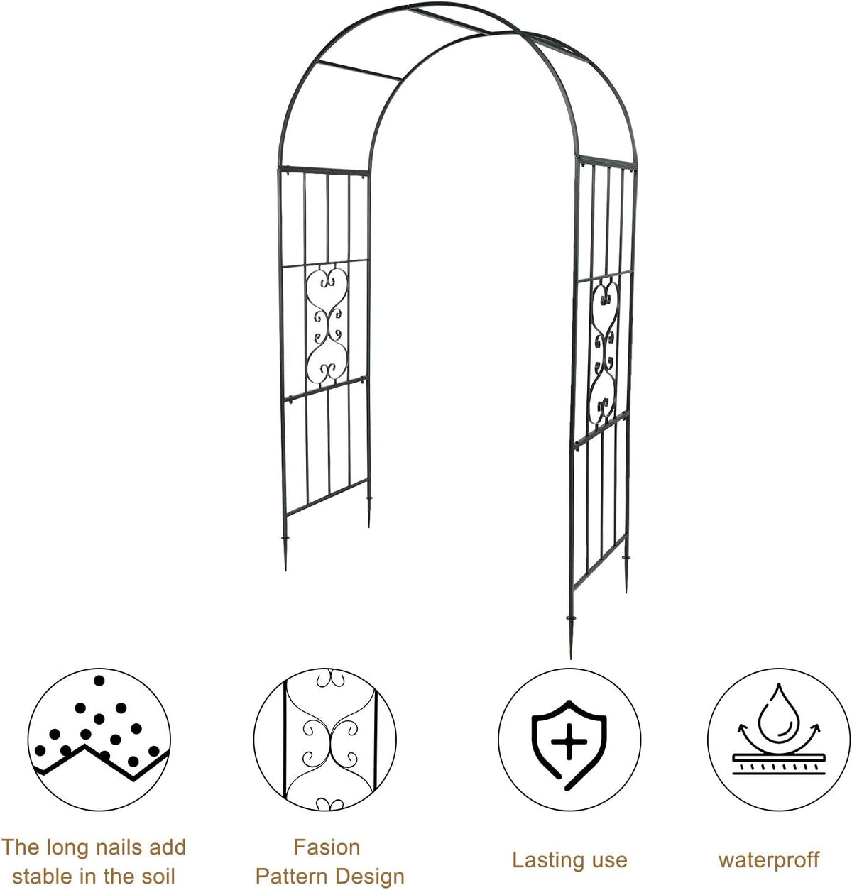 VINGLI Garden Arbor, Arch Walkway for Wedding Ceremony Party, Christmas Garden Decorations Steel