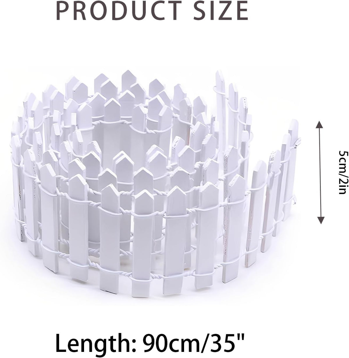 35 Inch Mini Fairy Garden Fence - White Wood Picket Fence for Crafts, Dollhouses, Plant Pots, and