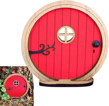 Red Fairy Garden Door,Tree Fairy Doors Decoration for Trees Outdoor and Tree Trunk,DIY Mini Garden