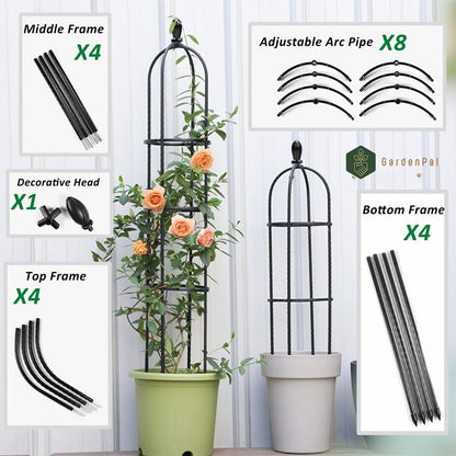 GardenPal Rustproof Metal Pipe Garden Obelisk Trellis, Tomato Cage and Plant Support for Climbing