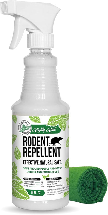 Mighty Mint Peppermint Oil Rodent Repellent Spray – Natural Indoor & Outdoor Control for Mice and