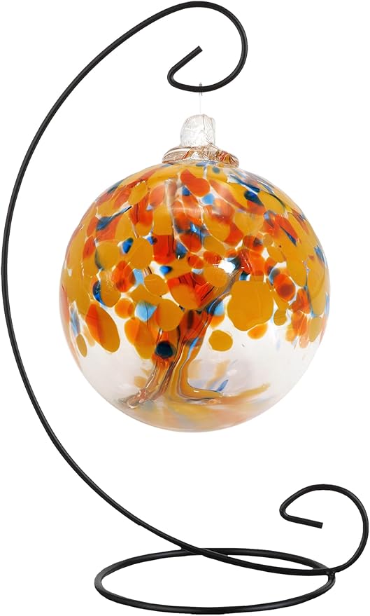 Dale Tiffany AC25005-D4 Rainbow Tree of Life Hand Blown Art Glass Ornament Witch Globe Gazing Ball