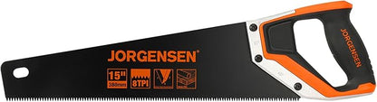JORGENSEN 15??Hand Saw, Black Coated Coarse Handsaw 8TPI for Wood Cutting, Ergonomic Non-Slip