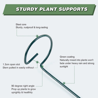 Joyhalo 20 Pack Plant Support Stakes 24 Inch, Plant Stakes, Flower Stakes with 24 Twist Ties