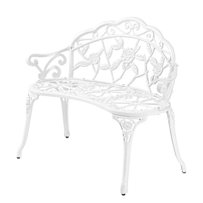 VINGLI 38.5" Patio Park Garden Outdoor Metal Rose Bench, 2-Person Cast Iron Cast Aluminium Frame