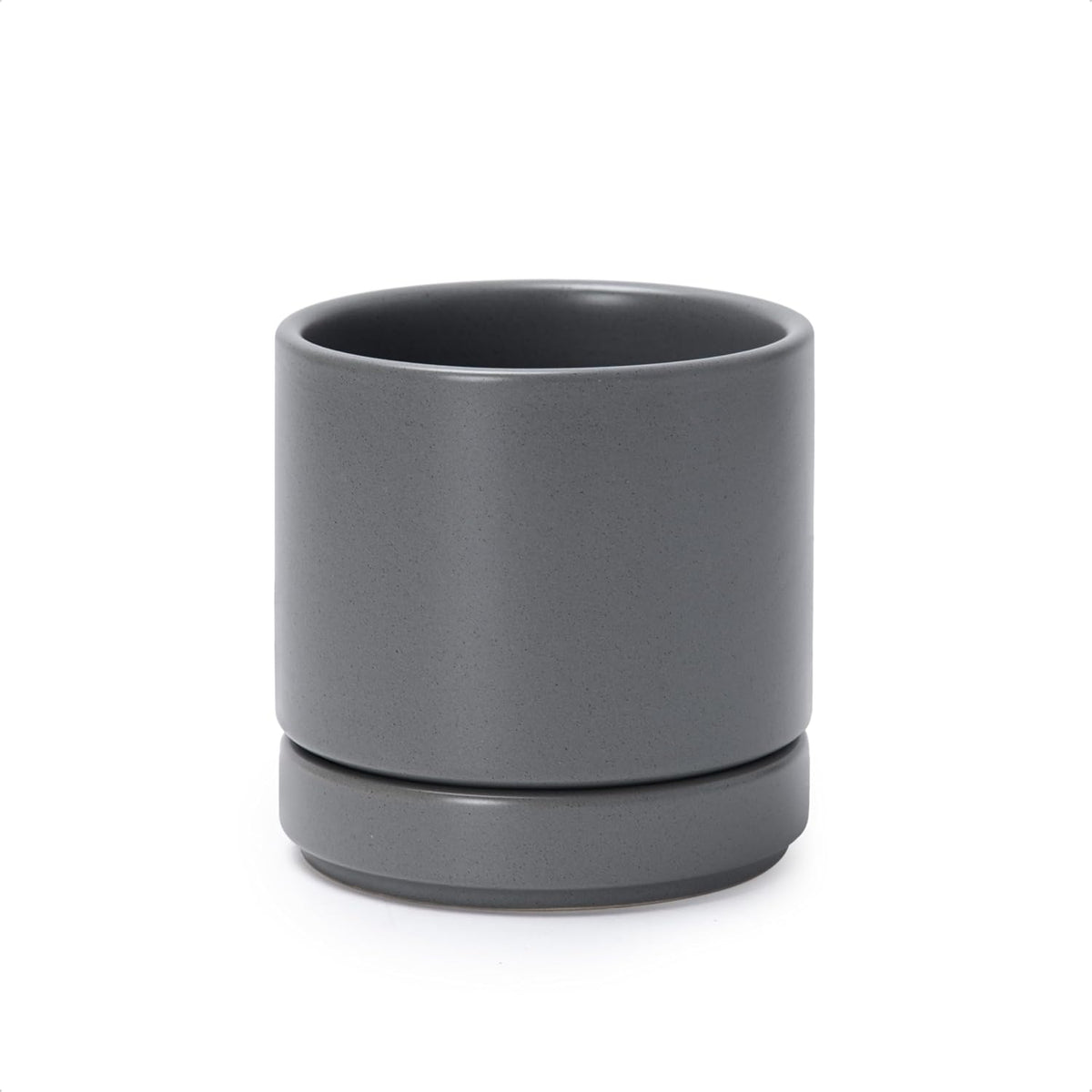 D'vine Dev 4.7 Inch Ceramic Planter Pot with Drainage Hole and Saucer, Indoor Cylinder Round