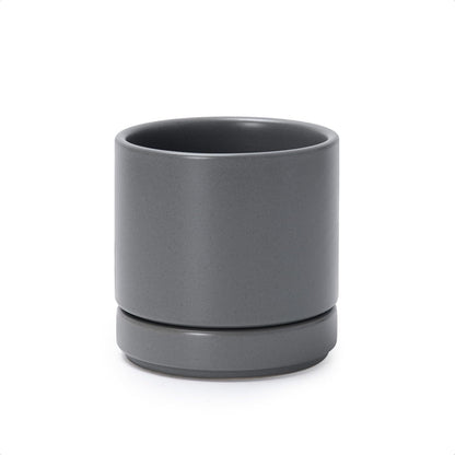 D'vine Dev 4.7 Inch Ceramic Planter Pot with Drainage Hole and Saucer, Indoor Cylinder Round