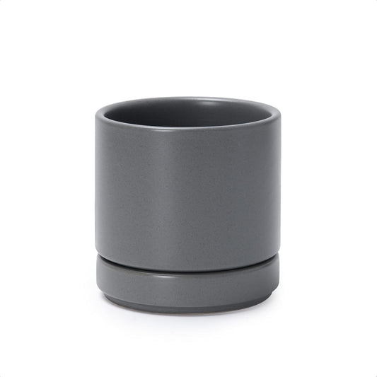 D'vine Dev 4.7 Inch Ceramic Planter Pot with Drainage Hole and Saucer, Indoor Cylinder Round