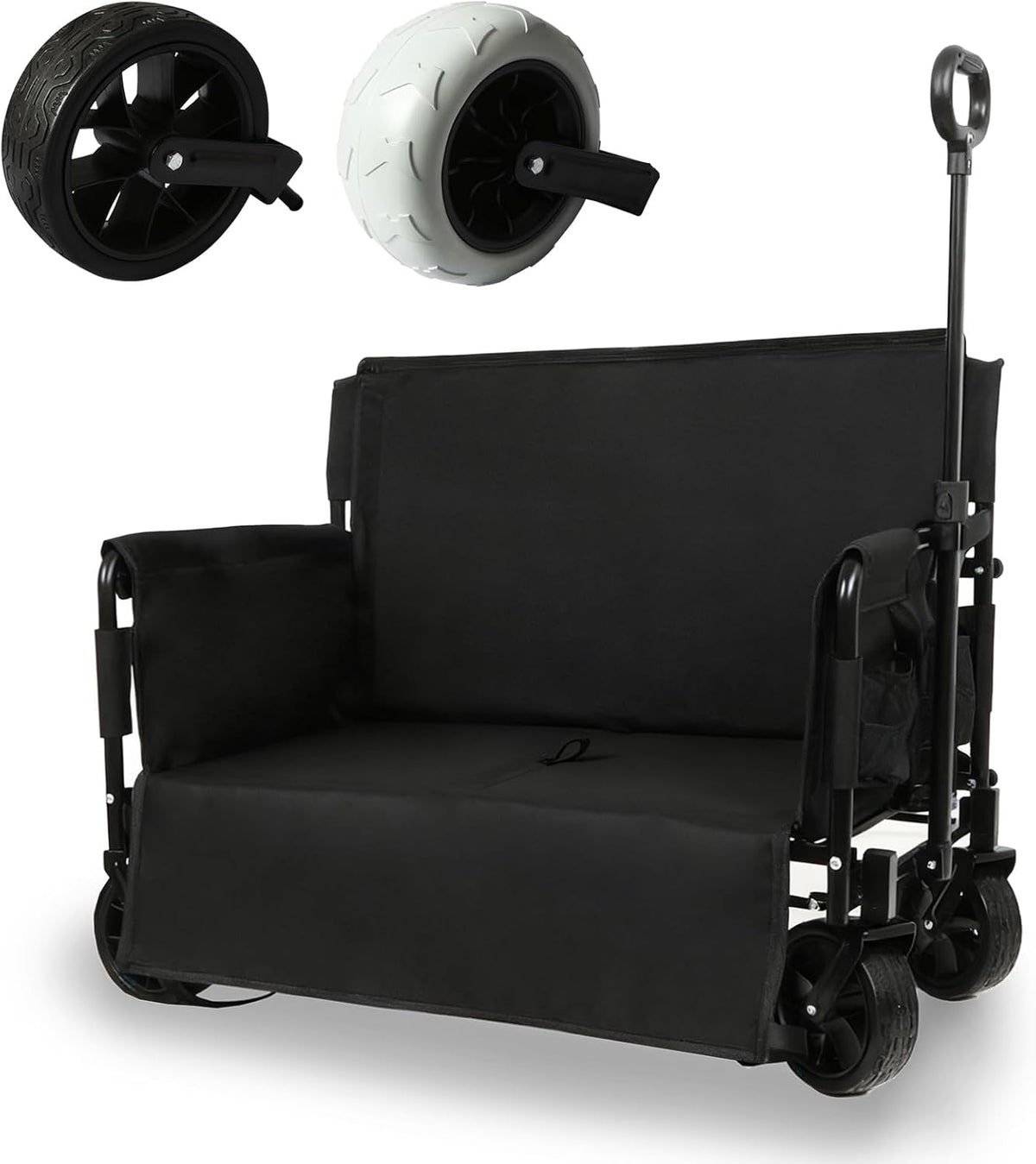 PENSUN 3-in-1 Foldable Wagon Convert to Bench, Collapsible Beach Wagon with Dual Wheel Sets
