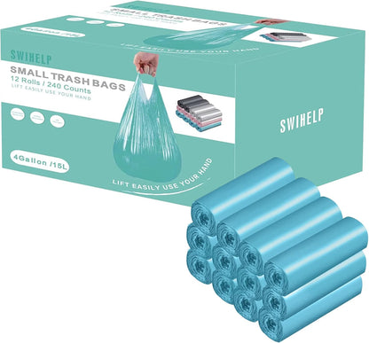 Small Trash Bags 240 Count Garbage Bags SWIHELP Waste Basket Liners for Bathroom, Kitchen,Bedroom