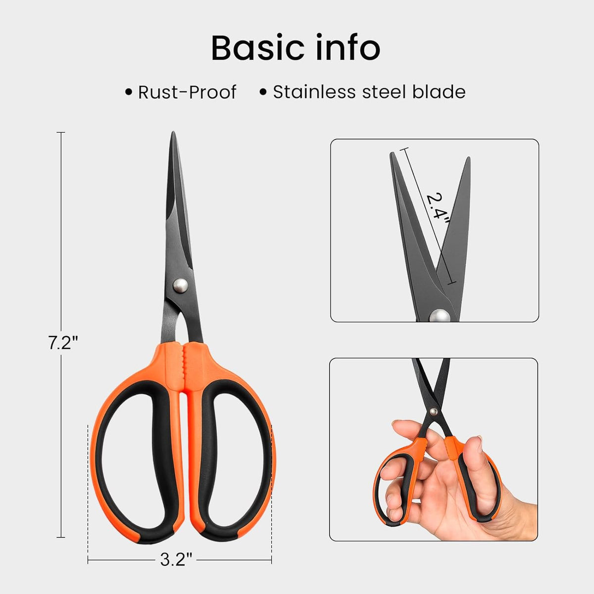 GROWNEER 1 Packs Trimming Scissors Teflon Coated Non Stick Blades Pruning Shears Gardening Hand