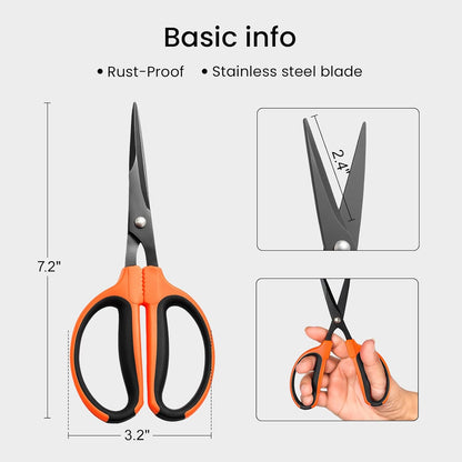 GROWNEER 1 Packs Trimming Scissors Teflon Coated Non Stick Blades Pruning Shears Gardening Hand