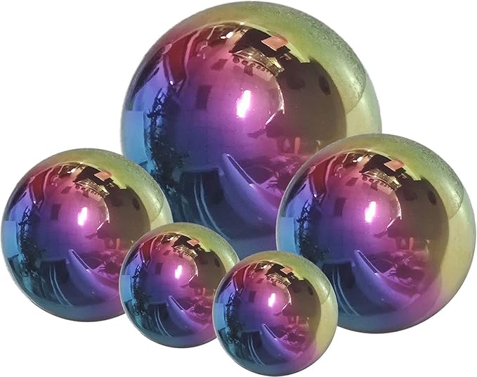 Nerien Gazing Ball, Stainless Steel Garden Mirror Globe, Polished Ornament Sphere, Hollow Floating