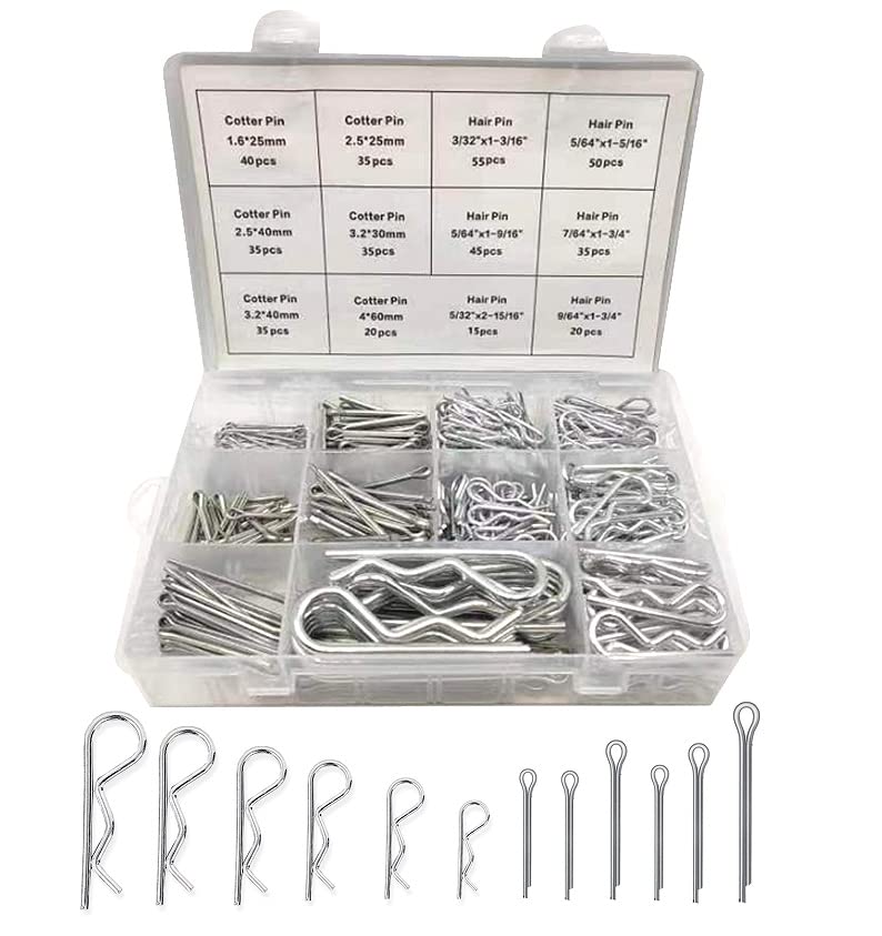Boatsea 420Pcs Cotter Pin Assortment Kit R Clips Spring Retaining Hair Pins Assortment Kit