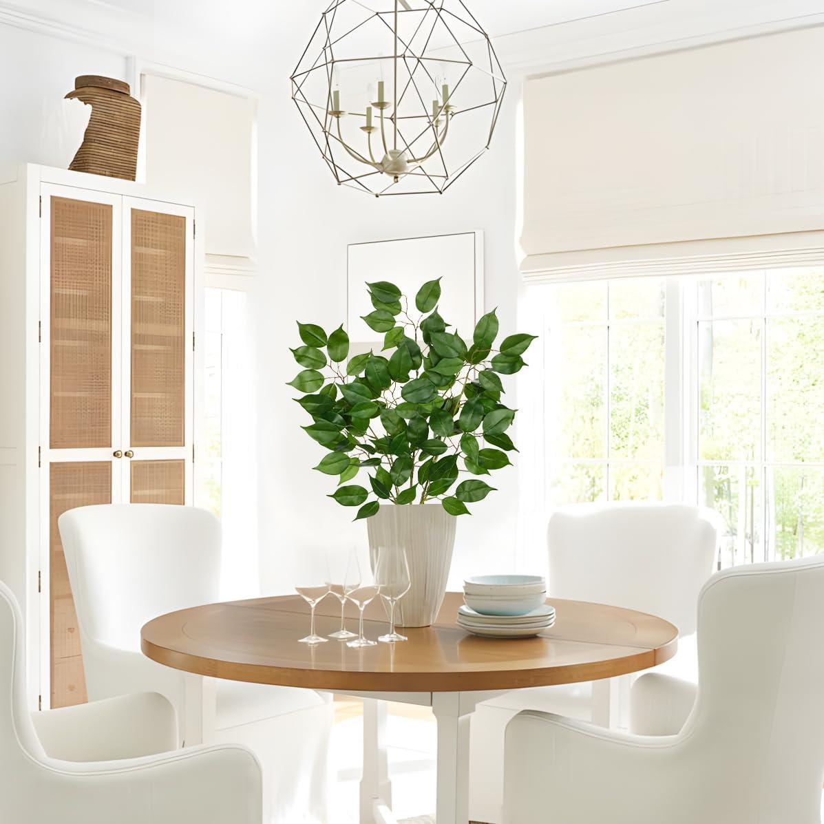 Ficus Leaves Artificial Branches 35.4" Faux Ficus Tree Branches Fake Greenery Plant Spray for Tree