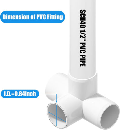 20PCS 4-Way PVC Fittings, 1/2Inch PVC Pipe Fittings for SCH40 PVC Pipe, Heavy Duty PVC Furniture