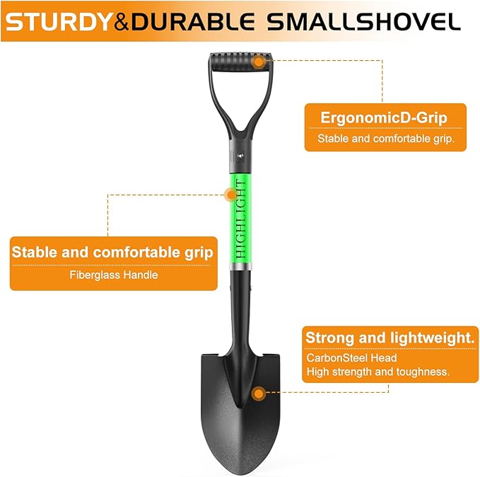 HIGHLIGHT Kids Shovel, Small Shovels for Digging, Overall Length 28 Inches, Mini D Handle