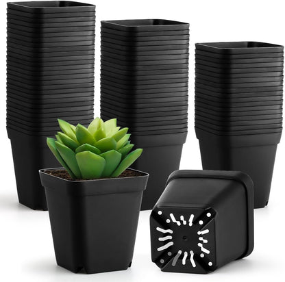 80 Pcs Nursery Pots 4 Inch, Plastic Seed Starting Pot with Drainage Holes, Sturdy Seedling pots for
