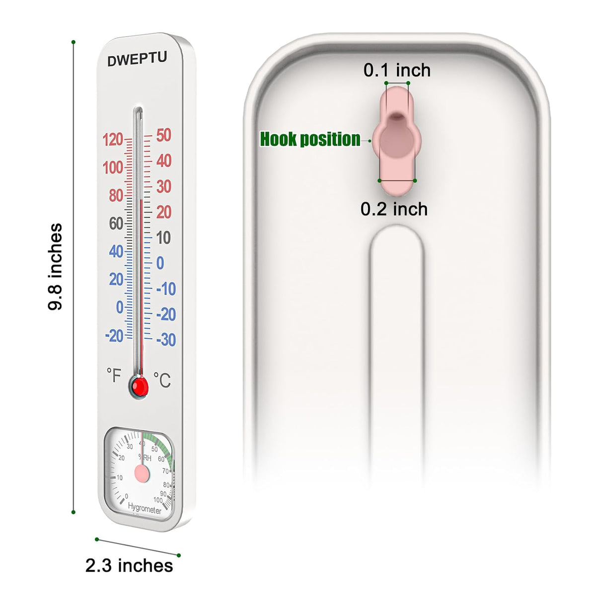 Outdoor/Indoor Thermometer Hygrometer Humidity Monitor Temperature Humidity Gauge Meter with