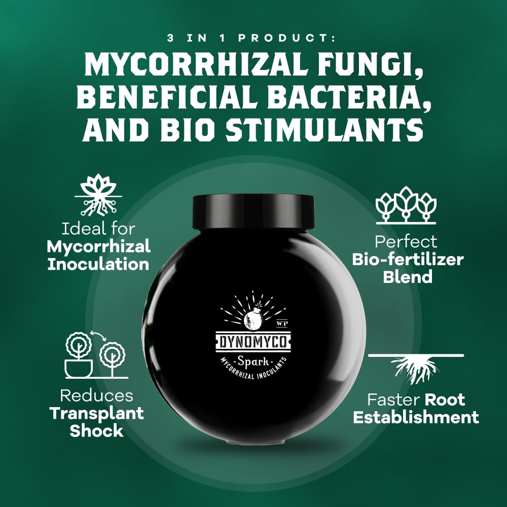DYNOMYCO Spark WP Mycorrhizal Fungi, 6oz Wettable Powder – 3-In-1 Root Enhancer Amplifies Nutrient
