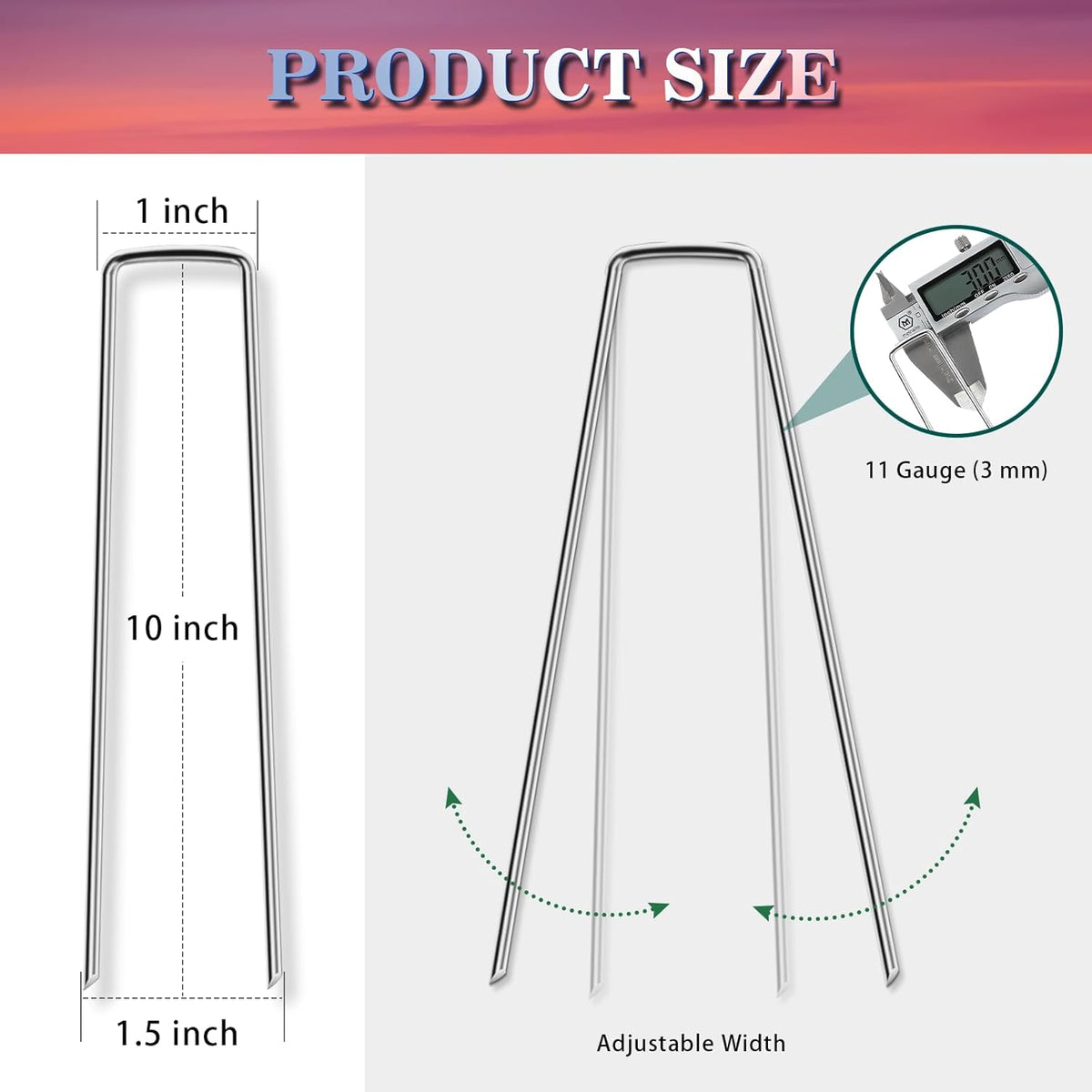 Gtongoko 50 Pack 10 Inch Galvanized Landscape Staples Garden Plant Cover Stakes 11 Gauge SOD