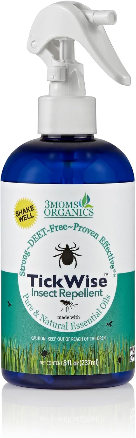 3 Moms Organics TickWise 8oz, Made with All Natural Essential Oils, DEET-Free, Tick and Insect