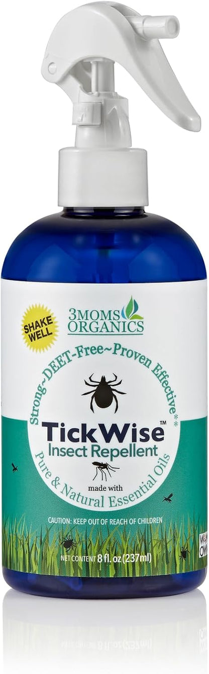 3 Moms Organics TickWise 8oz, Made with All Natural Essential Oils, DEET-Free, Tick and Insect
