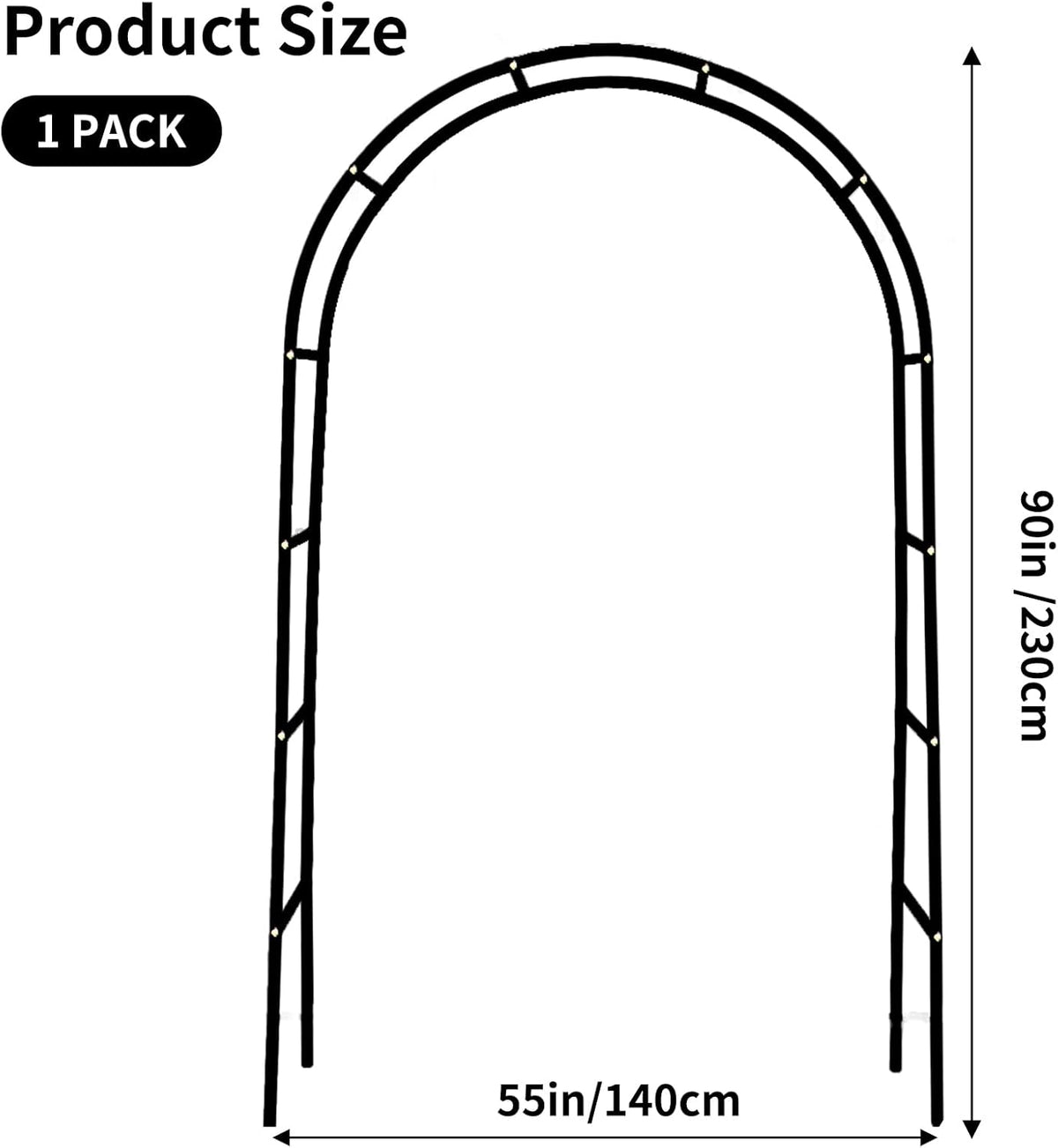 RUBFAC 94" Metal Garden Arch Trellis for Climbing Plants Outdoor, Garden Arbors and Arches, Wedding