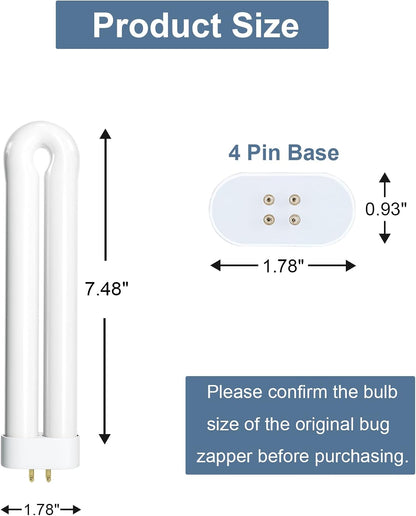 Dichroma Bug Zapper Light Bulb Replacement for 15W Bug Zapper with 4-Pin Base, Ful 15W-BL U Shaped