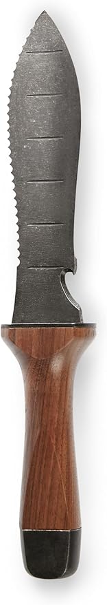 Hori Hori Garden Knife, Traditional Japanese Weeding Tool with ergonomic wooden handle. Large