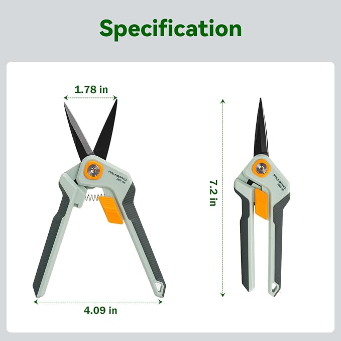 PrunePro Garden Scissors Pruning Shears Sharp Stainless Steel Non-Stick Teflon Coating Blade for