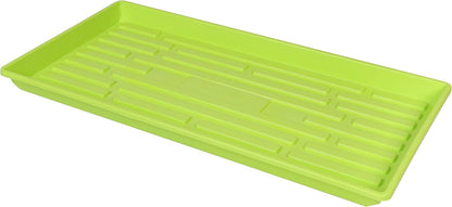 SUNPACK 10" x 20" Heavy Duty Shallow Plastic Seed Starting Tray, Lime Green, 1" - No Drainage