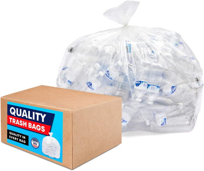 Tasker 95-100 Gallon Clear Trash Bags Heavy Duty | 25 Bags | Extra Large 96 Gallon Trash Bags Large