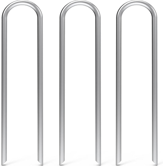 MySit 24 Pack 6 Inch Garden Stakes Heavy Duty 11 Gauge Galvanized Yard Staples U Pegs Fences Drip