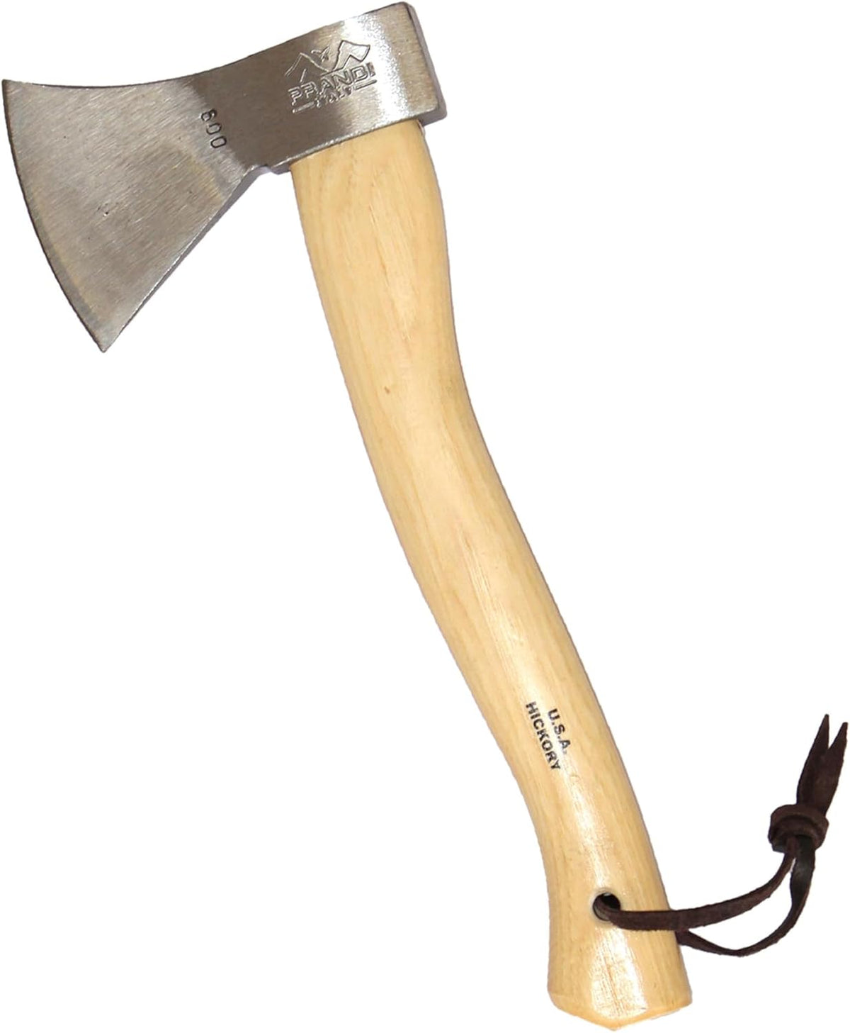 Prandi Axes German Style C45 Forged Carbon Steel Hatchet - Hickory Handle with Leather String