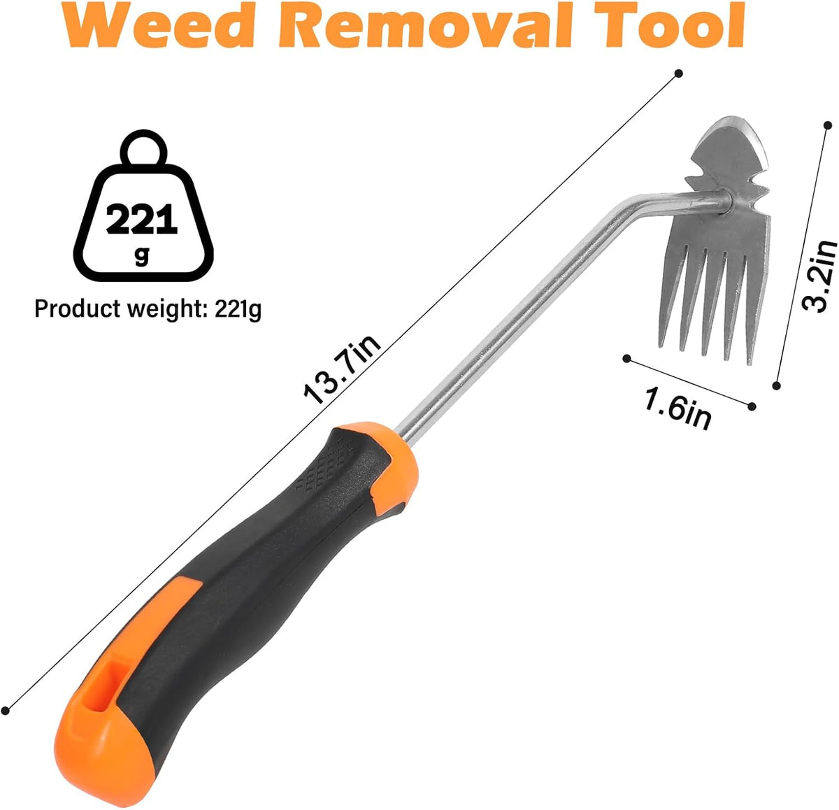 Weed Removal Tool, 2025 New Garden Weeding Tools Manganese Steel Hand Weeder Tool with Handle, 5