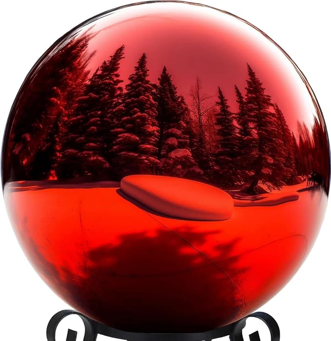 10 Inch Stainless Steel Gazing Globe,v2croft Hollow Ball Mirrored Surface Polished Shiny