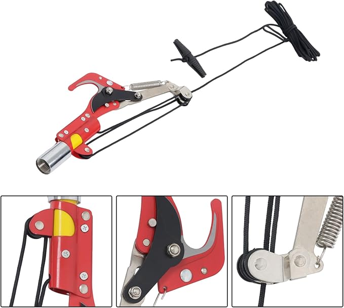 findmall 30ft Manual Pole Saw Extendable Tree Pruner Sharp Steel Blade and Scissors High Branches