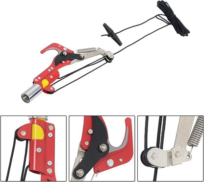 findmall 30ft Manual Pole Saw Extendable Tree Pruner Sharp Steel Blade and Scissors High Branches