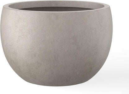 Kante 15.7" Dia Round Concrete Planter, Outdoor/Indoor Large Bowl Plant Pots with Drainage Hole and