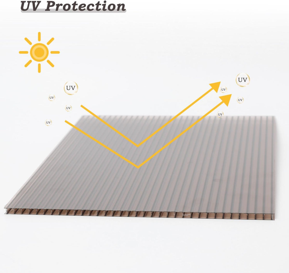 BPS 6Pcs 62'' (W) x 28'' (L) x 0.2'' Polycarbonate Panels, Waterproof UV Protected Reinforced