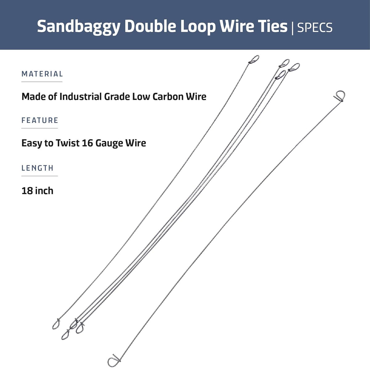 Sandbaggy Double Loop Rebar Wire Bar Ties | 16 Gauge | Made of Industrial Grade Wire | Great for