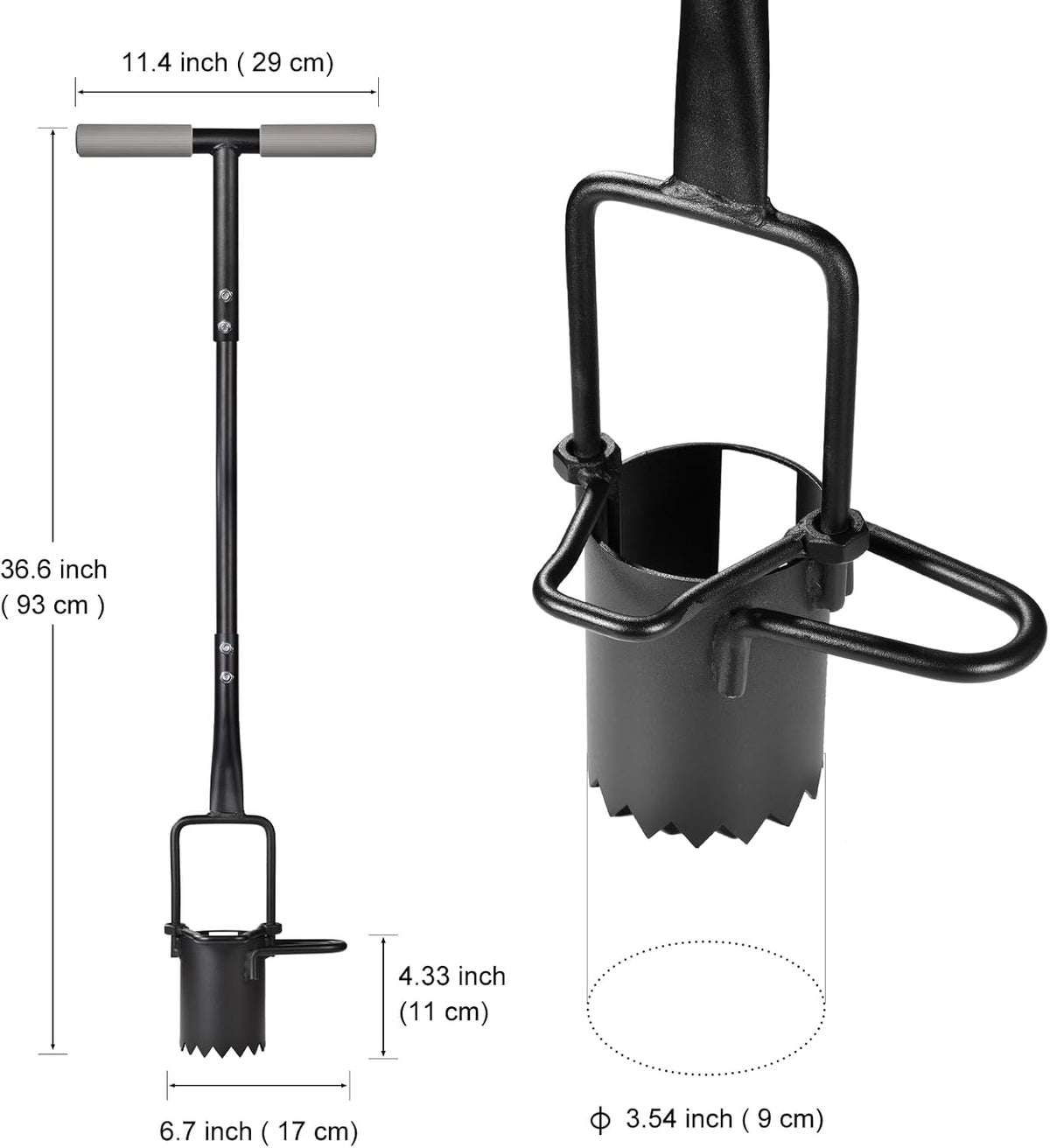 Sod Plugger, Bulb Planter with Long Handle and Serrated Base Garden Tool, Bulb Transplanter Also