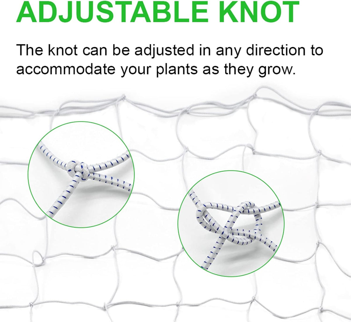 2 Pack Grow Tent Net Trellis Netting 4x4Ft Elastic Trellis Netting Includes 8 Iron Hooks Flexible