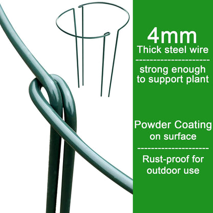 HiGift 8 Pack Plant Support Stakes, Half Round Metal Garden Plant Stake Indoor Peony Cages and