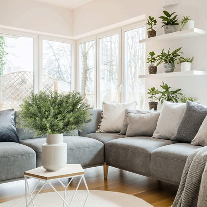 Artificial Rosemary Stems Fake Greenery Plants Faux Bushes Shrubs in Frosted Green for Decor Home